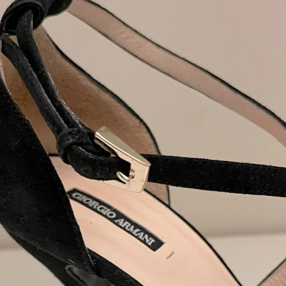Vintage Y2K  GIORGIO ARMANI High-heeled, kitten Suede-leather sandals Size 37 - Picture 4 of 9